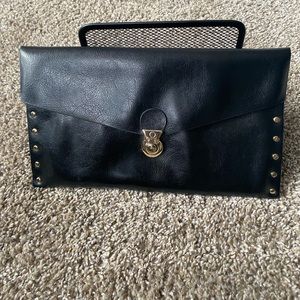 Black studded clutch.